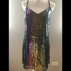 Wild Fable rainbow Sequence Mini Dress Sz M